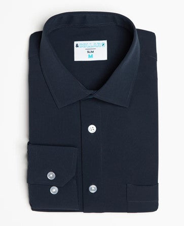 &Collar- Long Sleeve- Navy