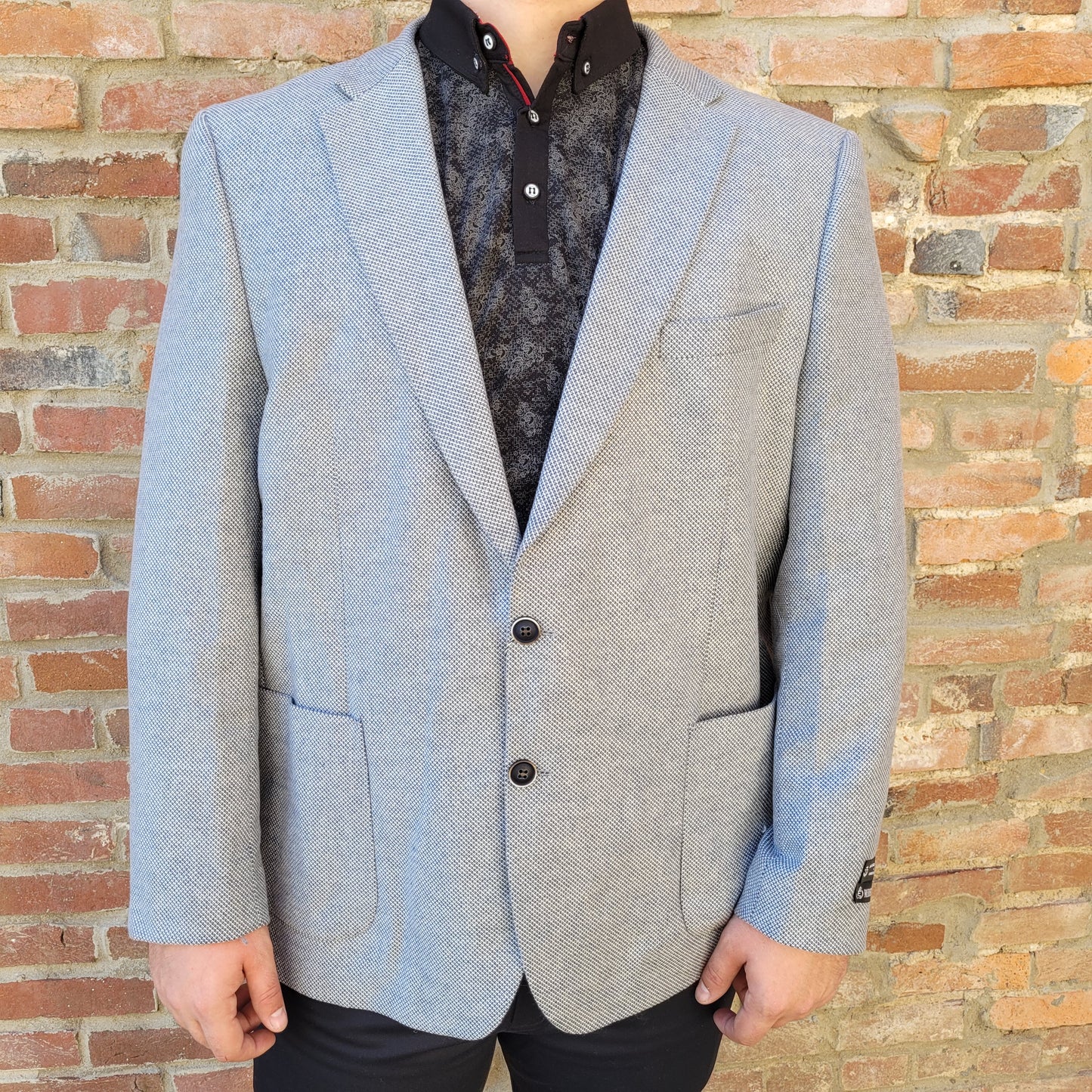 Eleganza Black- Sport Coat- Gray/ Blue- 65